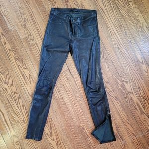 JBrand Black Leather Pants w. Ankle Side Zip